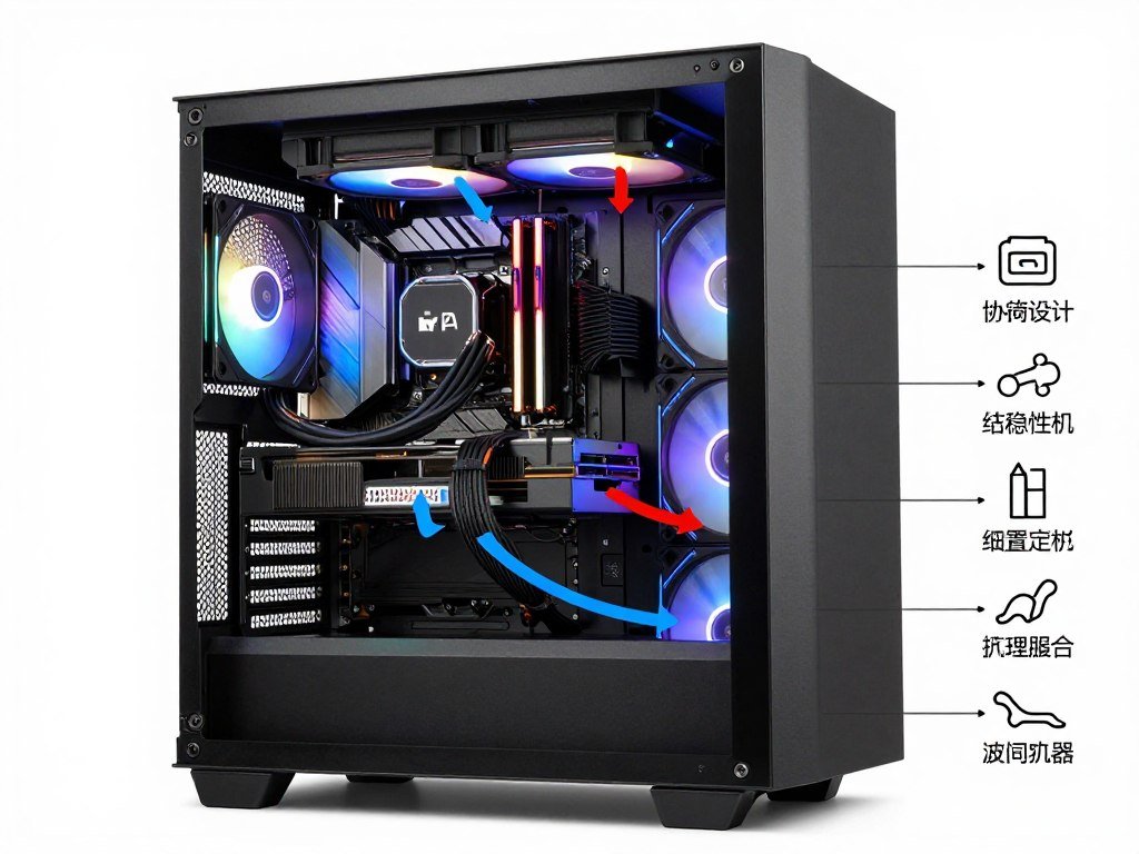 PC case with optimal airflow configuration for streaming builds