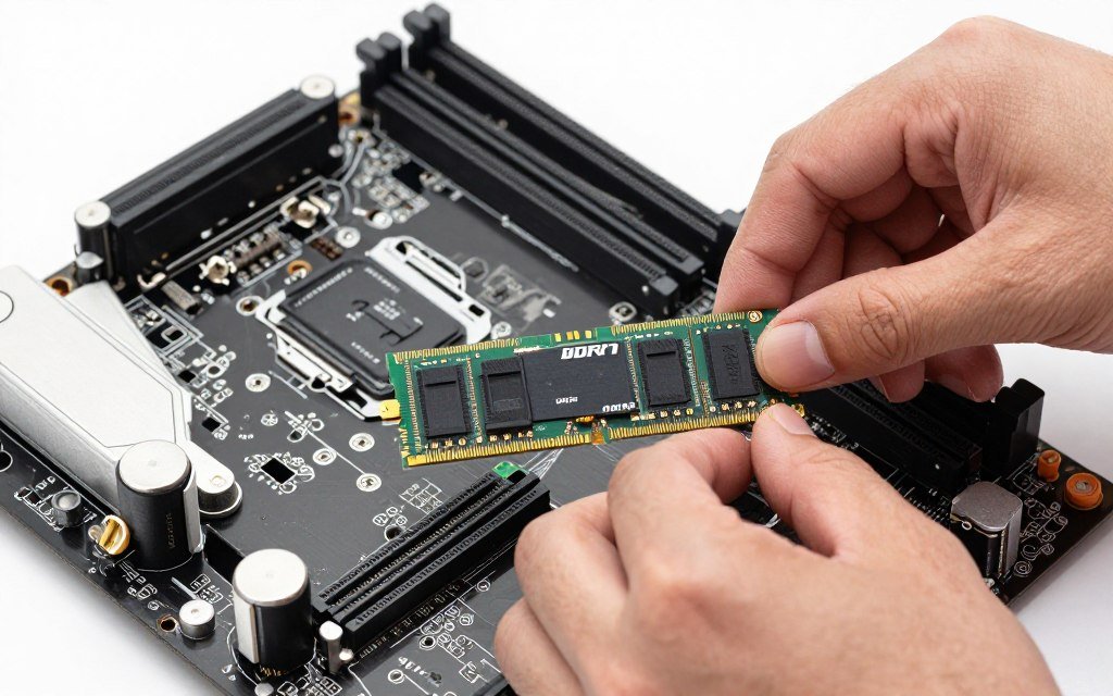 PC component upgrade showing DDR5 RAM and NVMe SSD installation