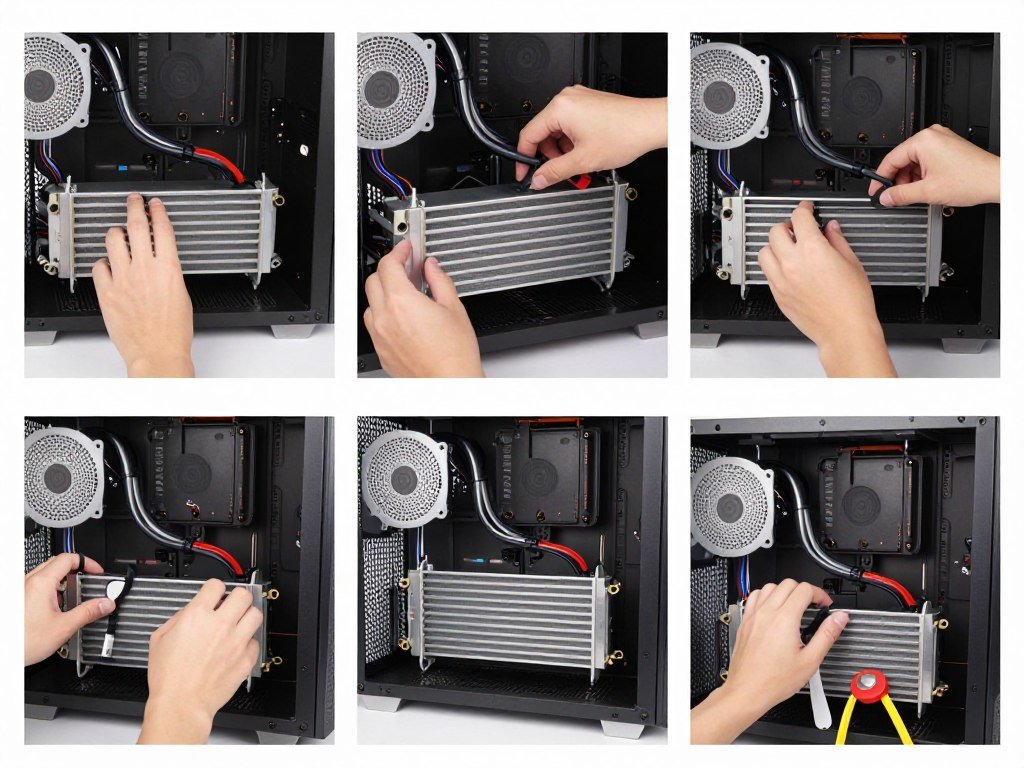 PC cooling installation process showing cooling performance setup