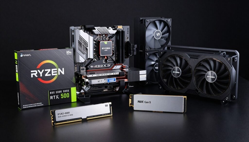 PC hardware upgrade components laid out