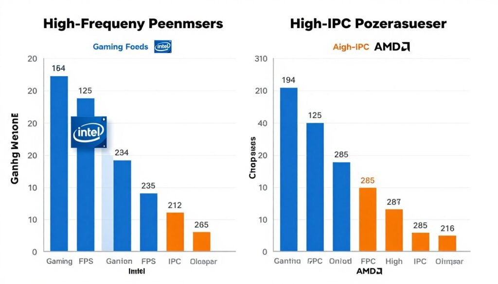 Performance comparison chart showing IPC performance versus clock speed across different CPU models
