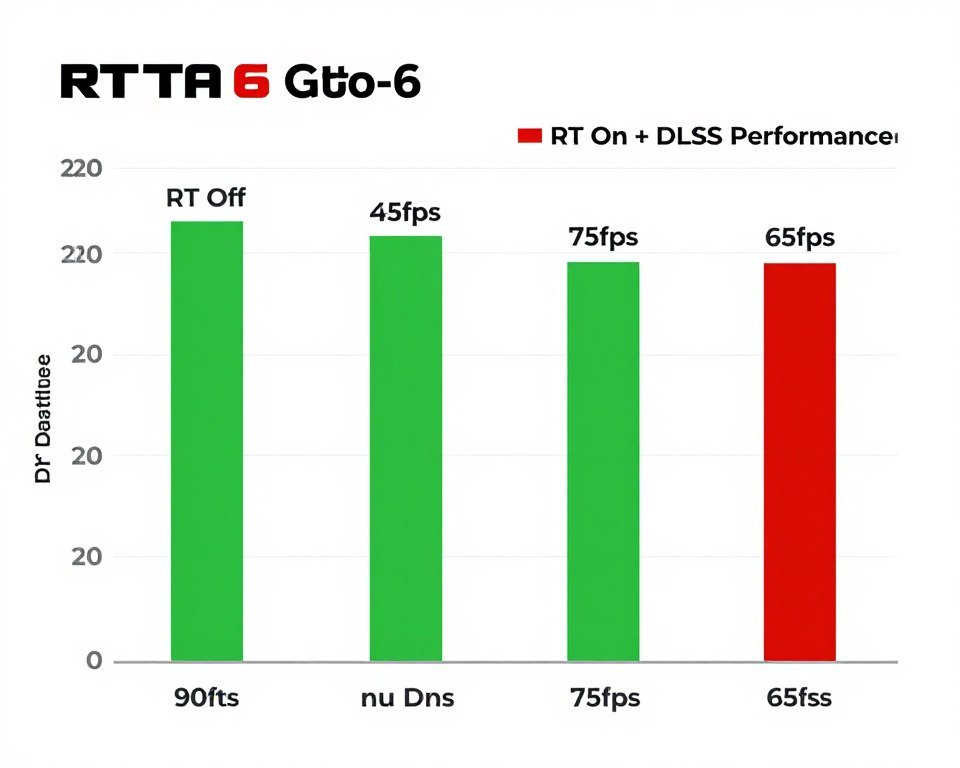 Performance graph showing FPS impact of ray tracing settings in GTA 6 with DLSS quality modes