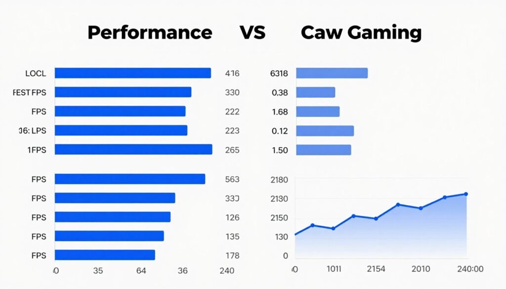 Performance metrics comparison chart showing FPS and latency differences