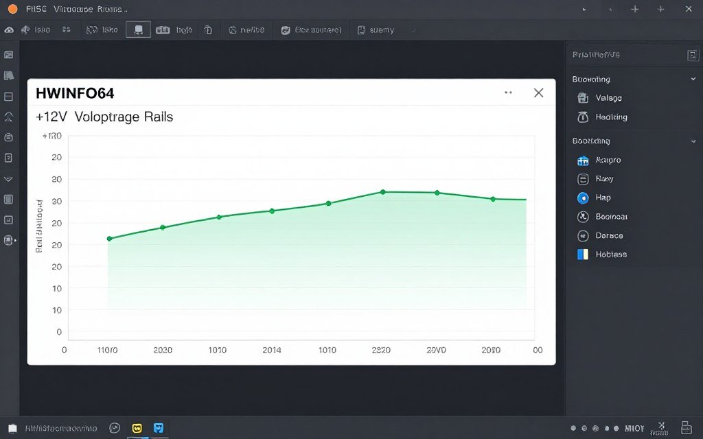 Power monitoring software showing voltage rails and PSU performance metrics