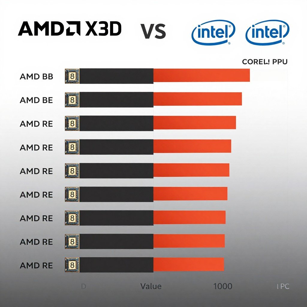 Price comparison chart showing AMD X3D processors versus competition