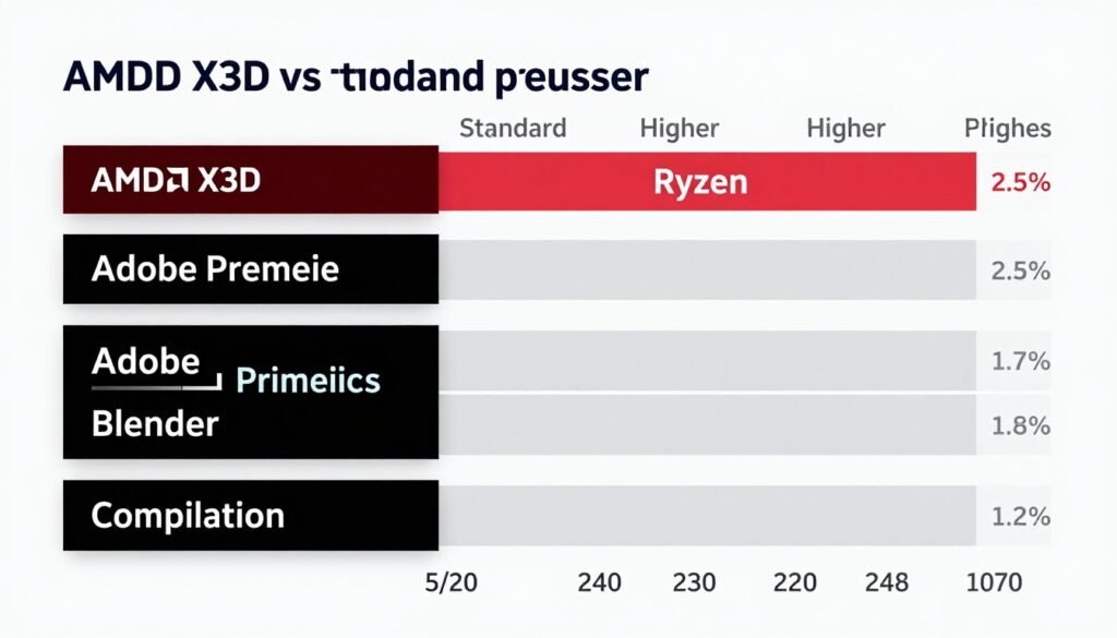 Productivity software performance comparison showing standard CPU outperforming X3D