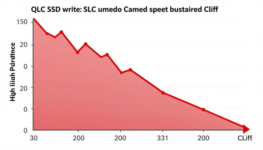 QLC SSD performance drop after cache exhaustion graph