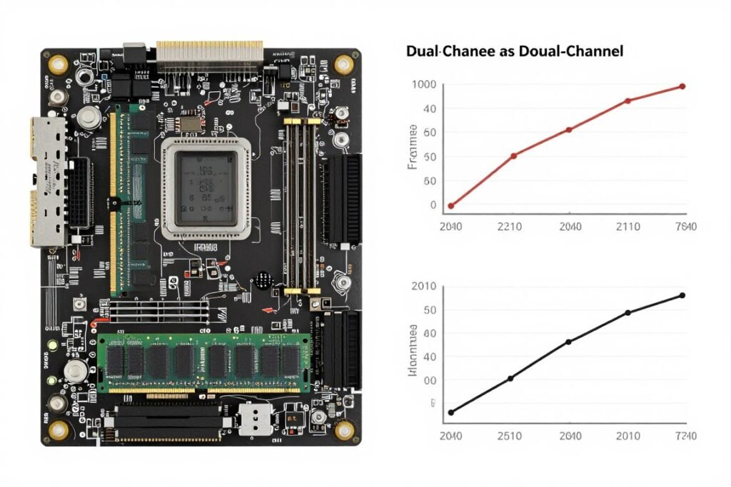RAM configuration comparison showing dual-channel versus single-channel impact