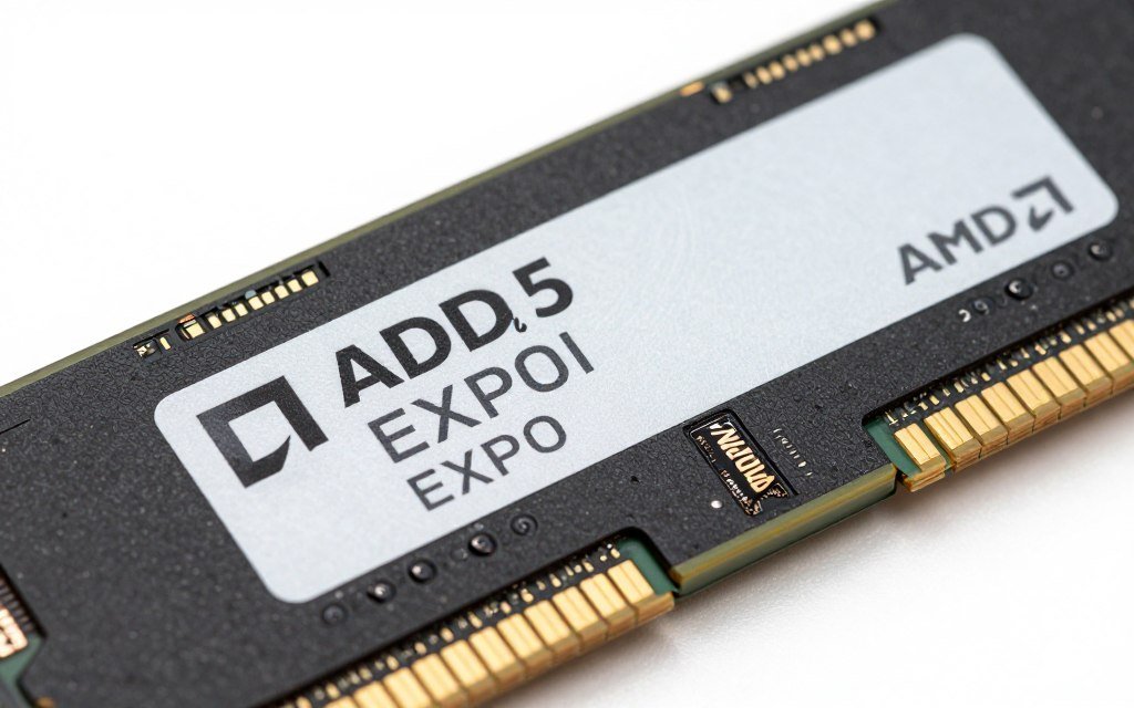 RAM module showing EXPO profile label and specifications RAM module showing EXPO profile label and specifications