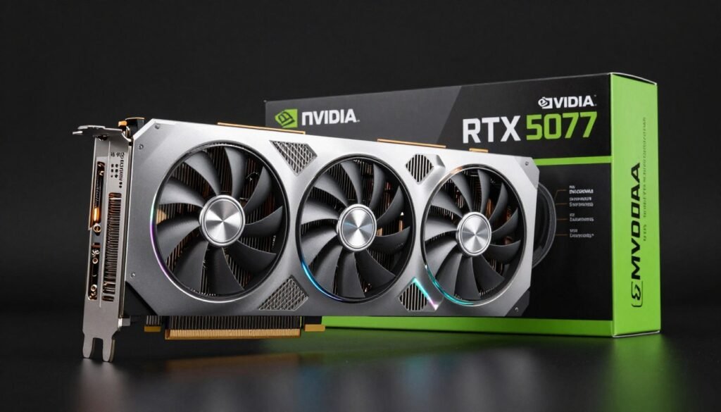 RTX 5070 Ti graphics card with 16GB VRAM specifications highlighted
