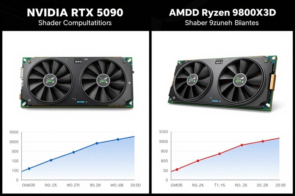 RTX 5090 and Ryzen 9800X3D shader compilation performance comparison