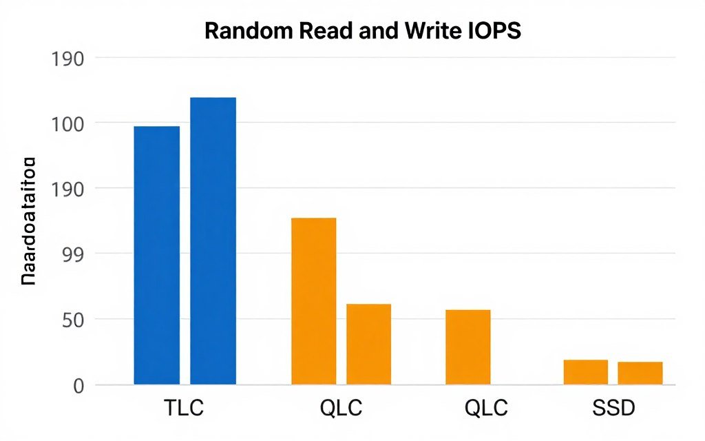Random IOPS performance comparison between TLC and QLC SSDs