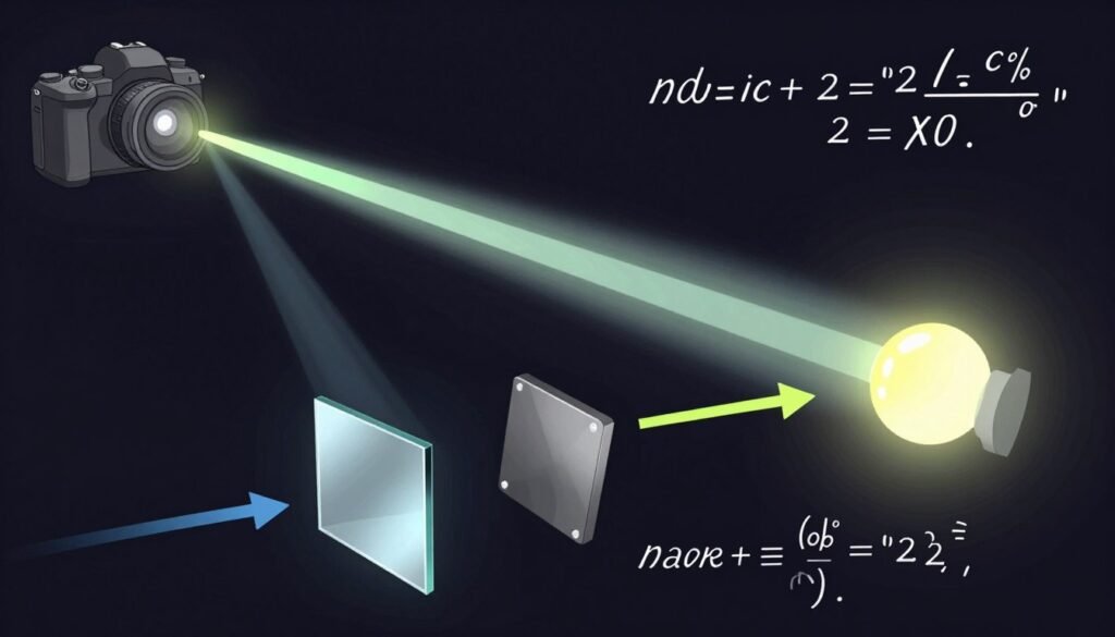 Ray tracing light path visualization diagram