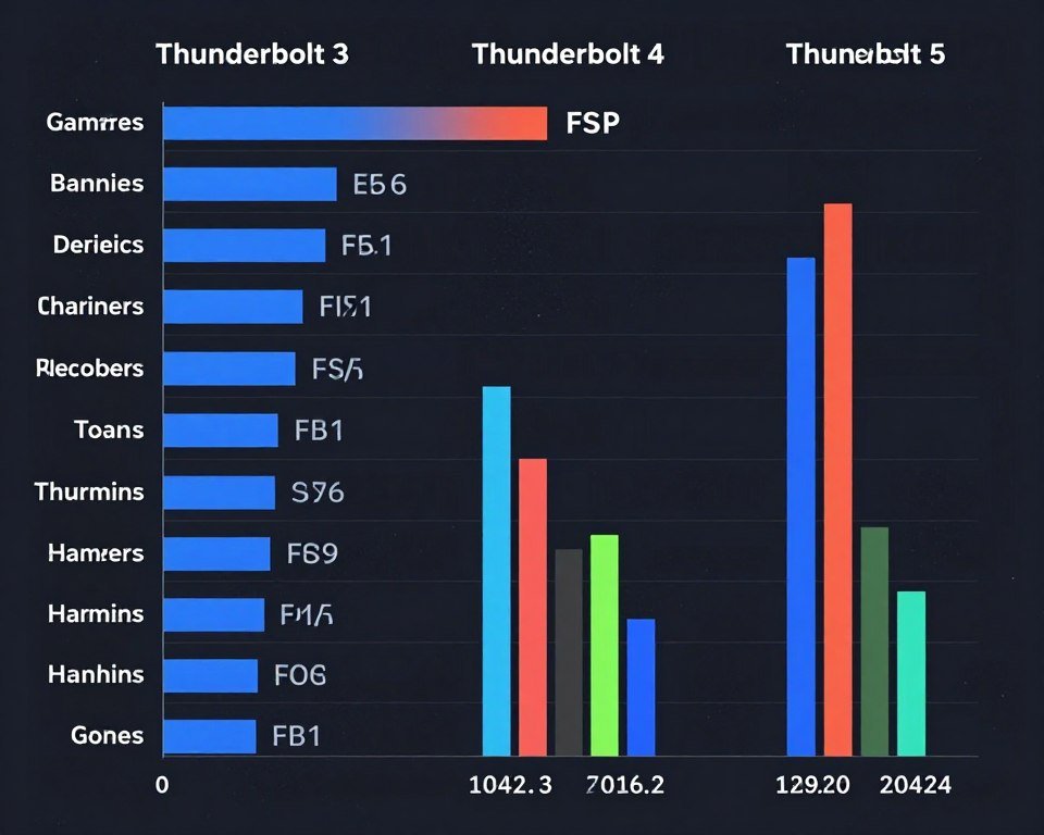 Real-world gaming benchmarks comparing Thunderbolt 3, 4, and 5 eGPU performance