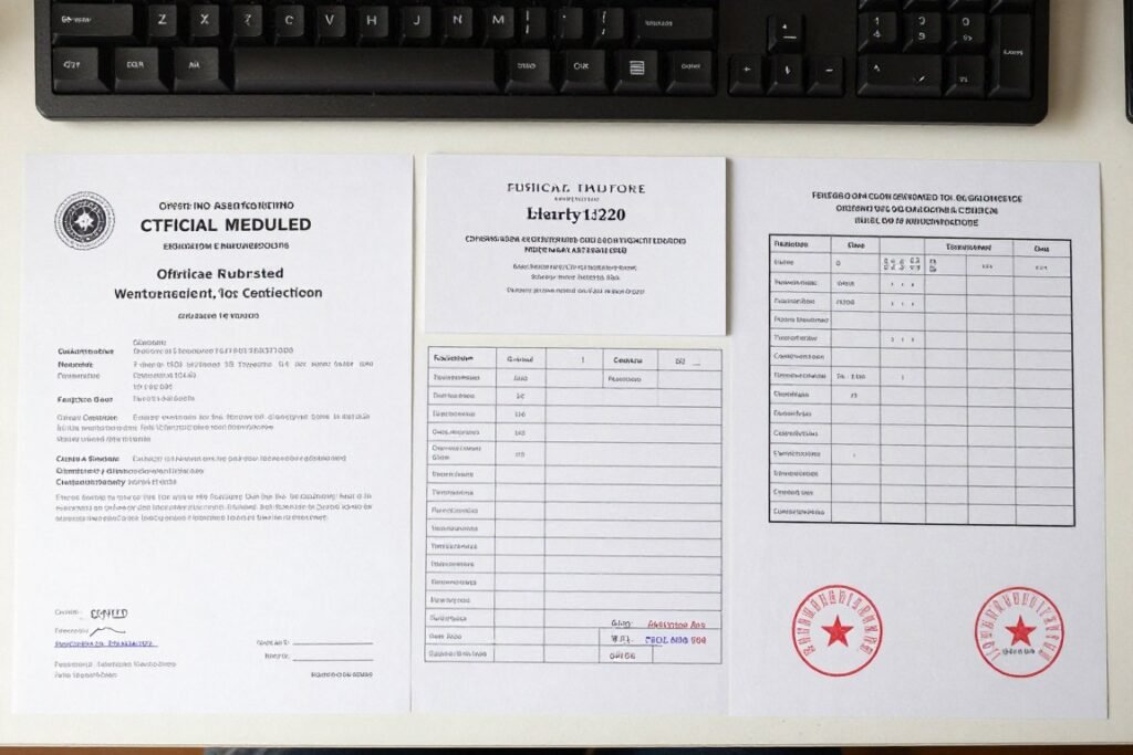 Refurbished PC parts certification documentation and warranty papers