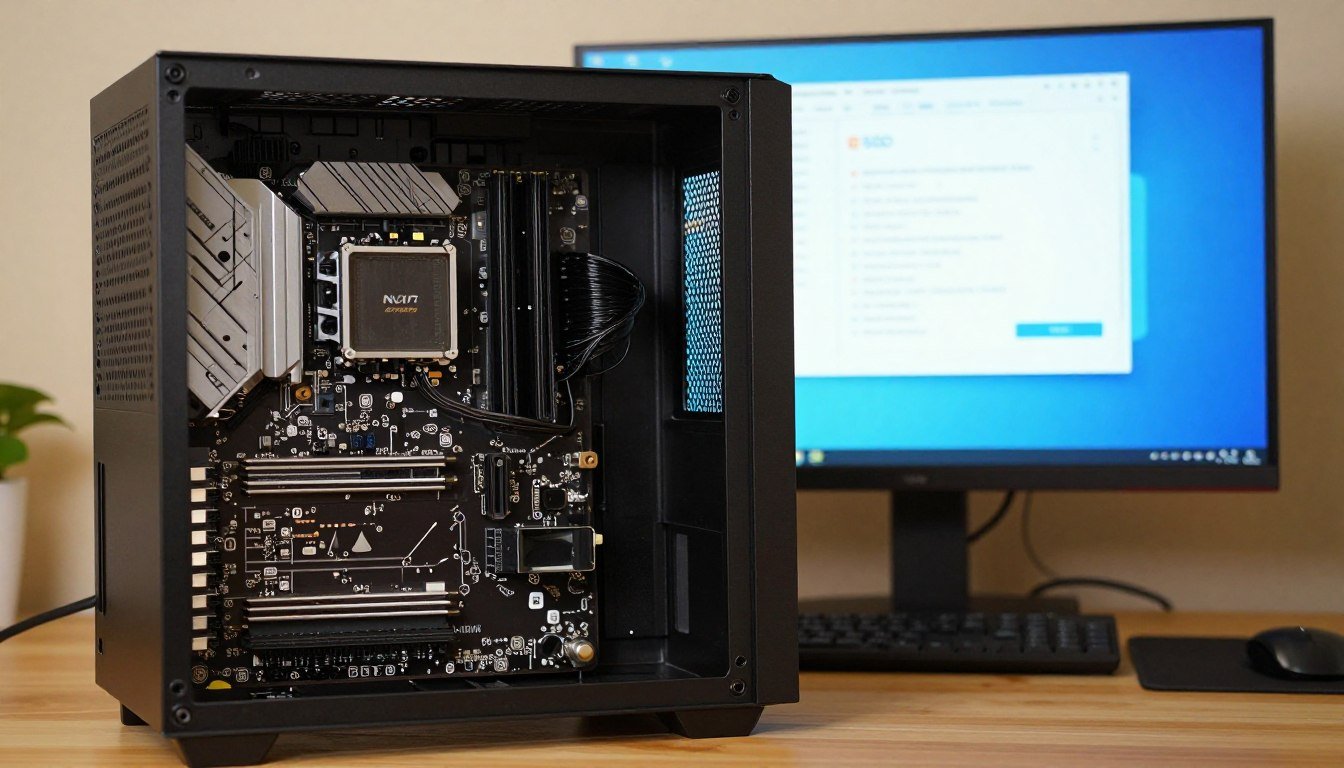 SSD Optimization techniques showing TRIM command and over-provisioning setup on modern PC