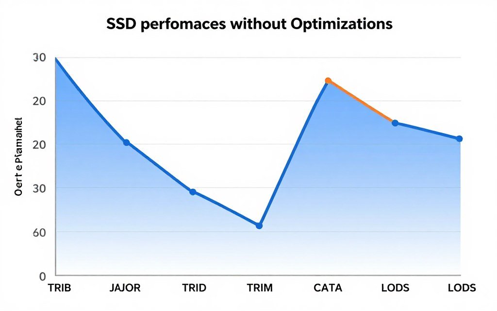SSD performance degradation over time graph showing speed decline without proper optimization