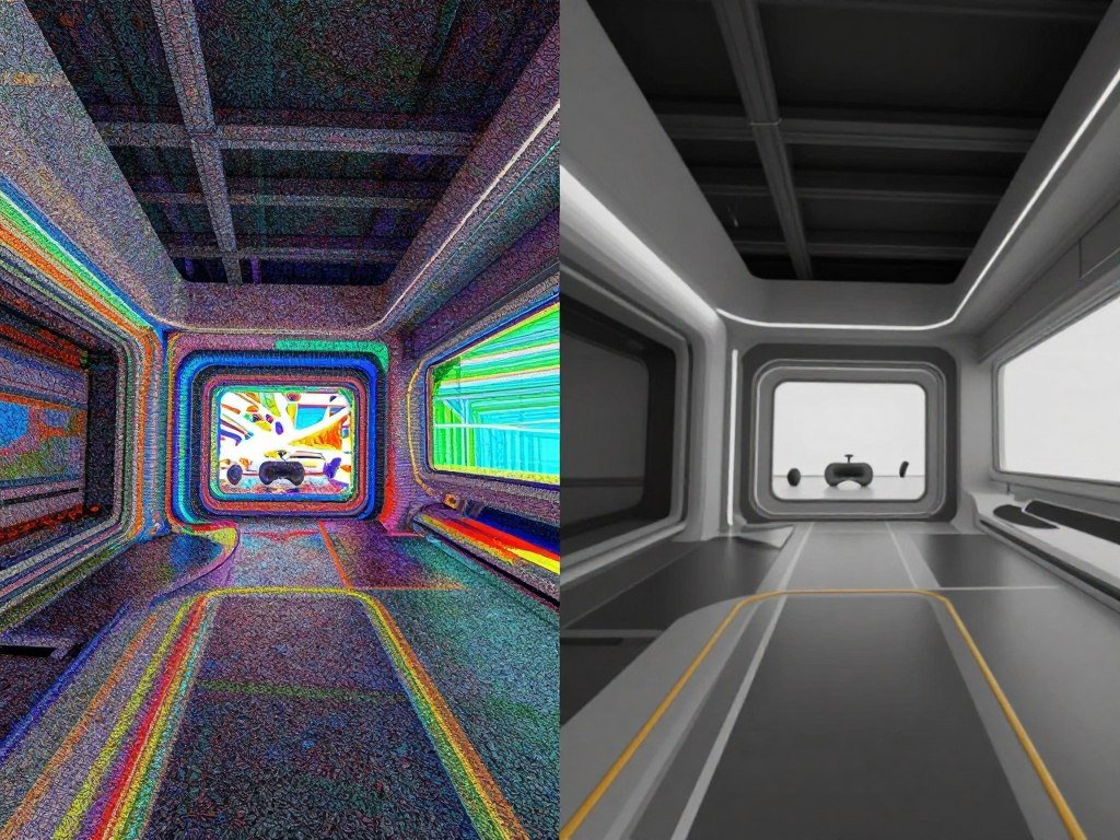 Side-by-side comparison of compressed versus uncompressed VR image quality Side-by-side comparison of compressed versus uncompressed VR image quality
