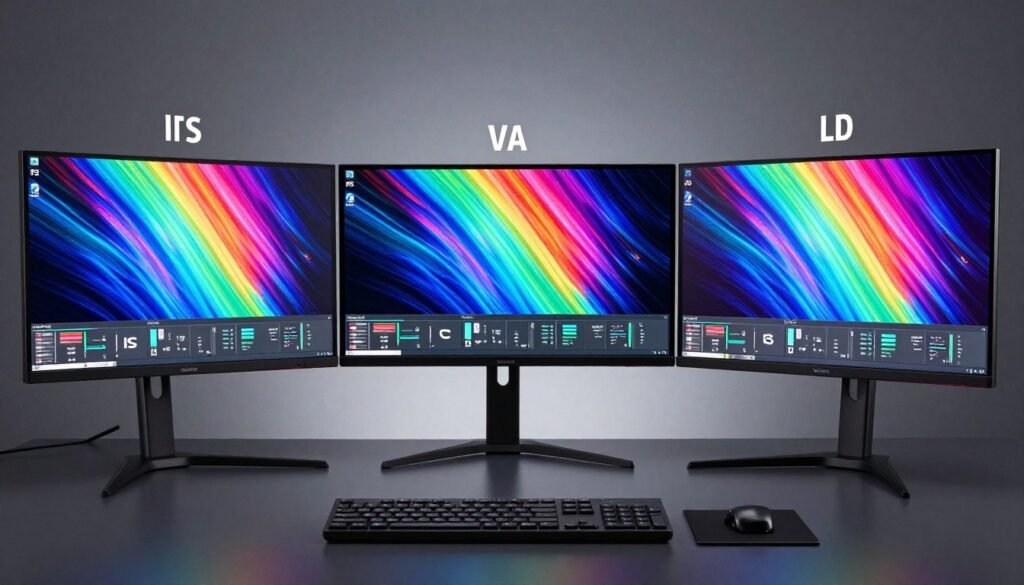Side-by-side comparison of different ultrawide monitor panel types