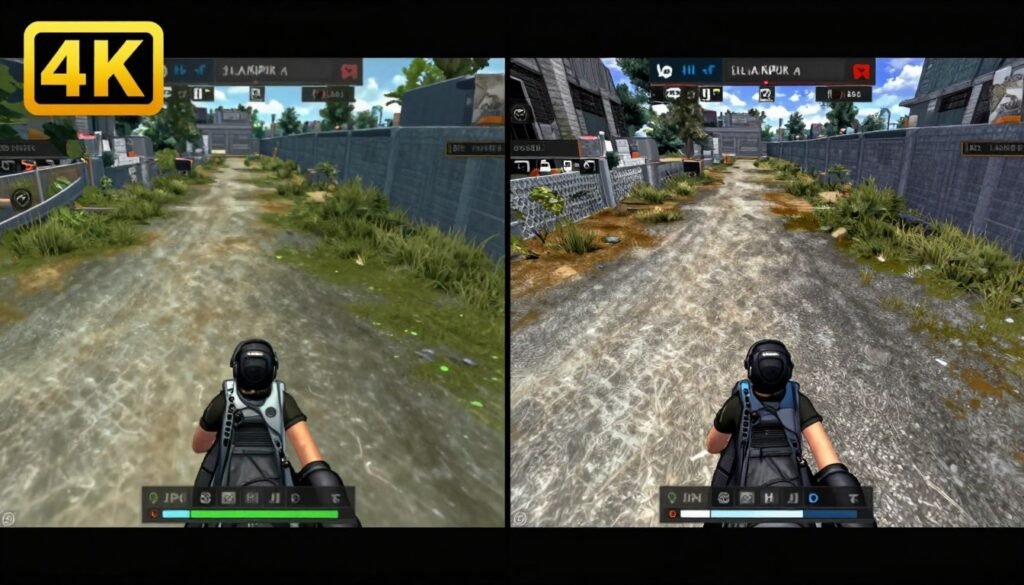 Side-by-side comparison of local PC gaming versus cloud gaming visual quality