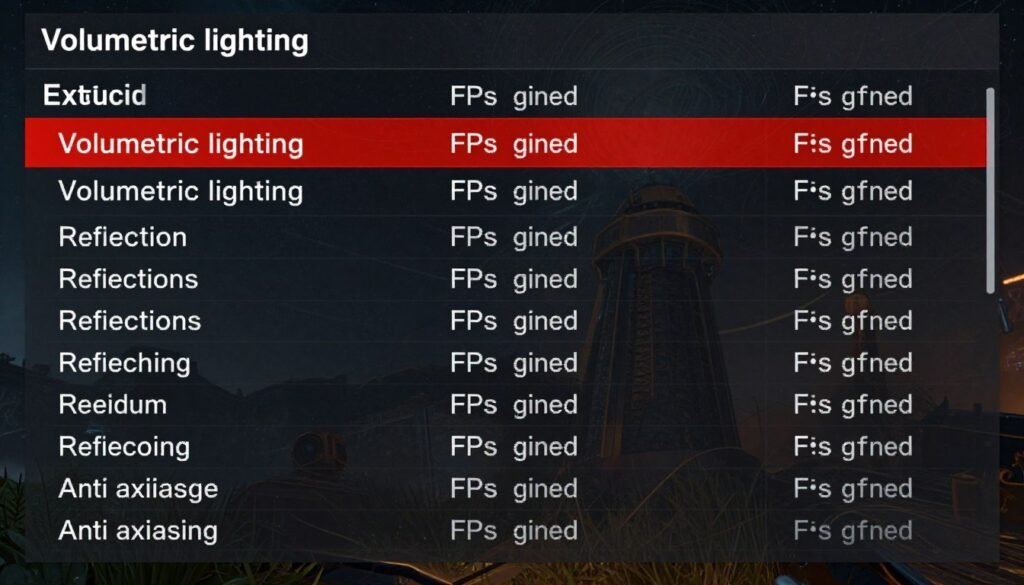 Starfield graphics settings showing GPU-intensive options highlighted