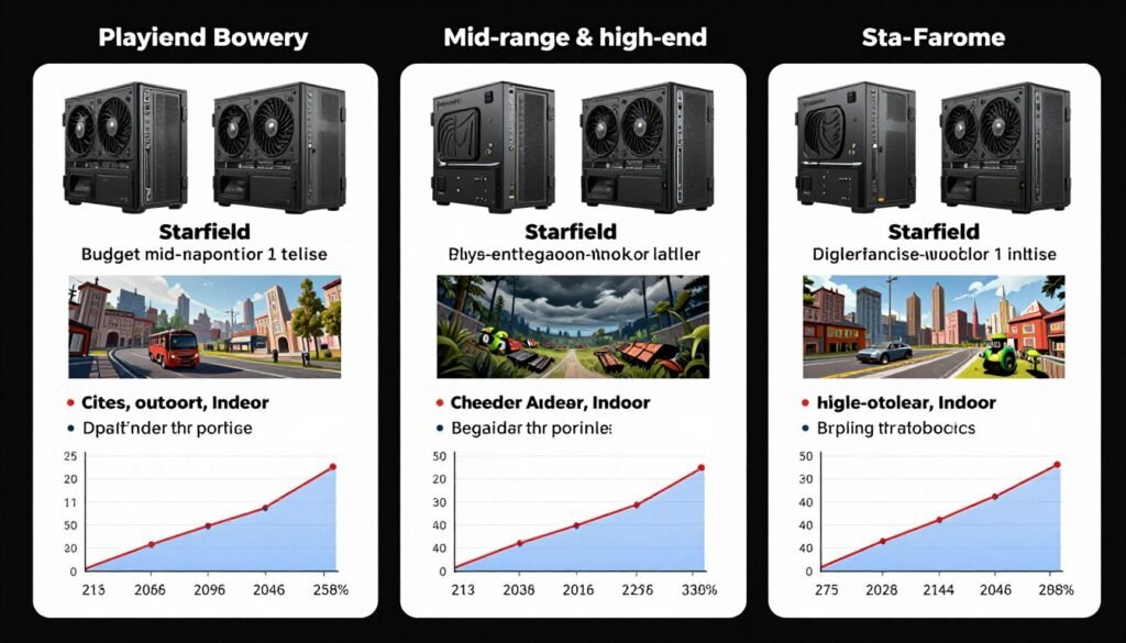 Starfield performance comparison across three different PC builds