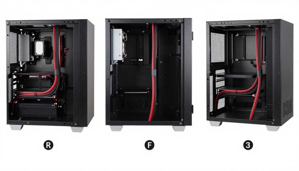 Step-by-step PSU cable routing before GPU installation in PC case