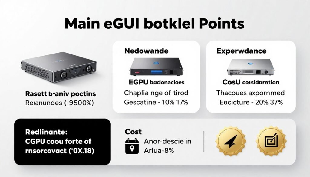 Summary infographic showing key eGPU bottleneck takeaways and recommendations