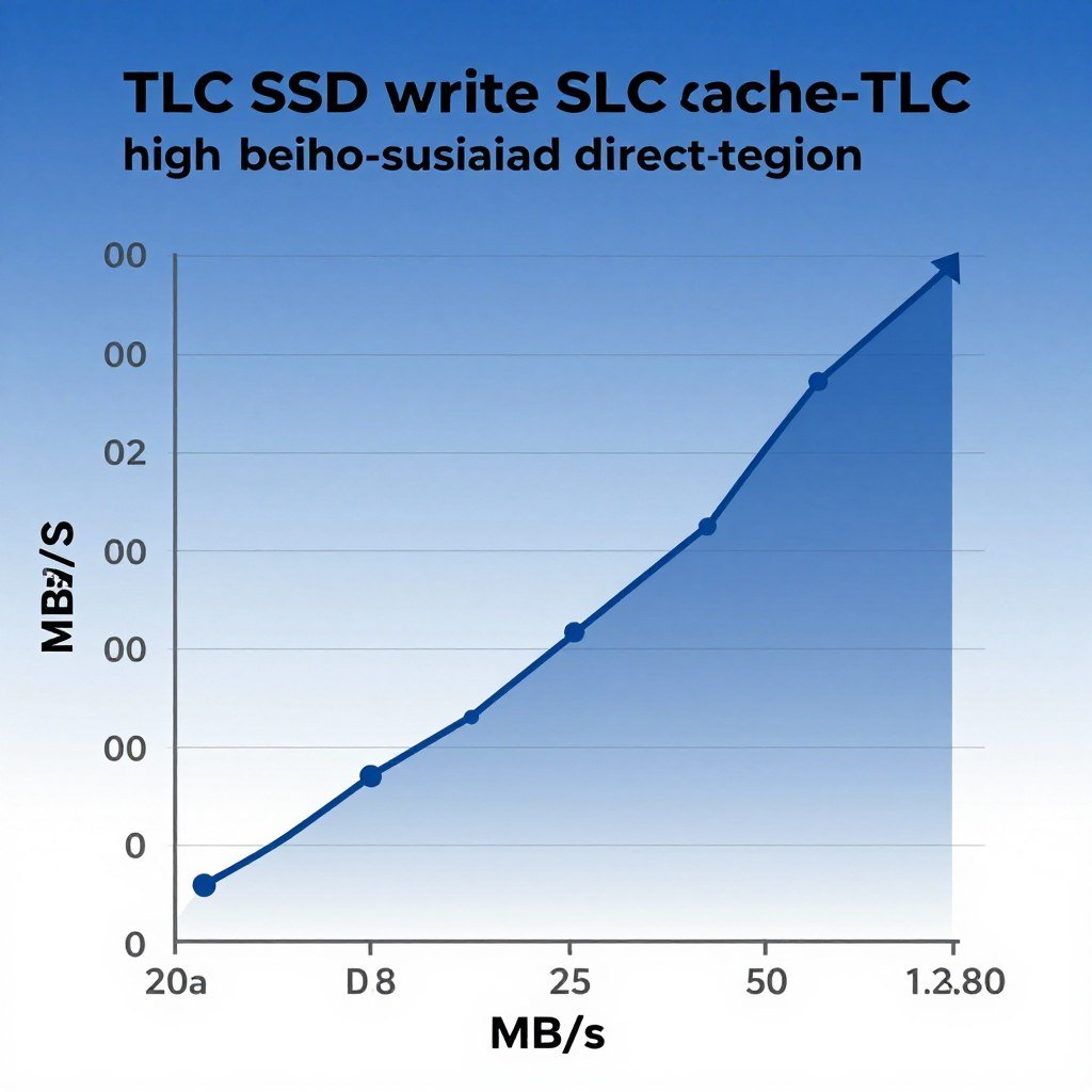 TLC SSD write performance graph showing cache and sustained speeds