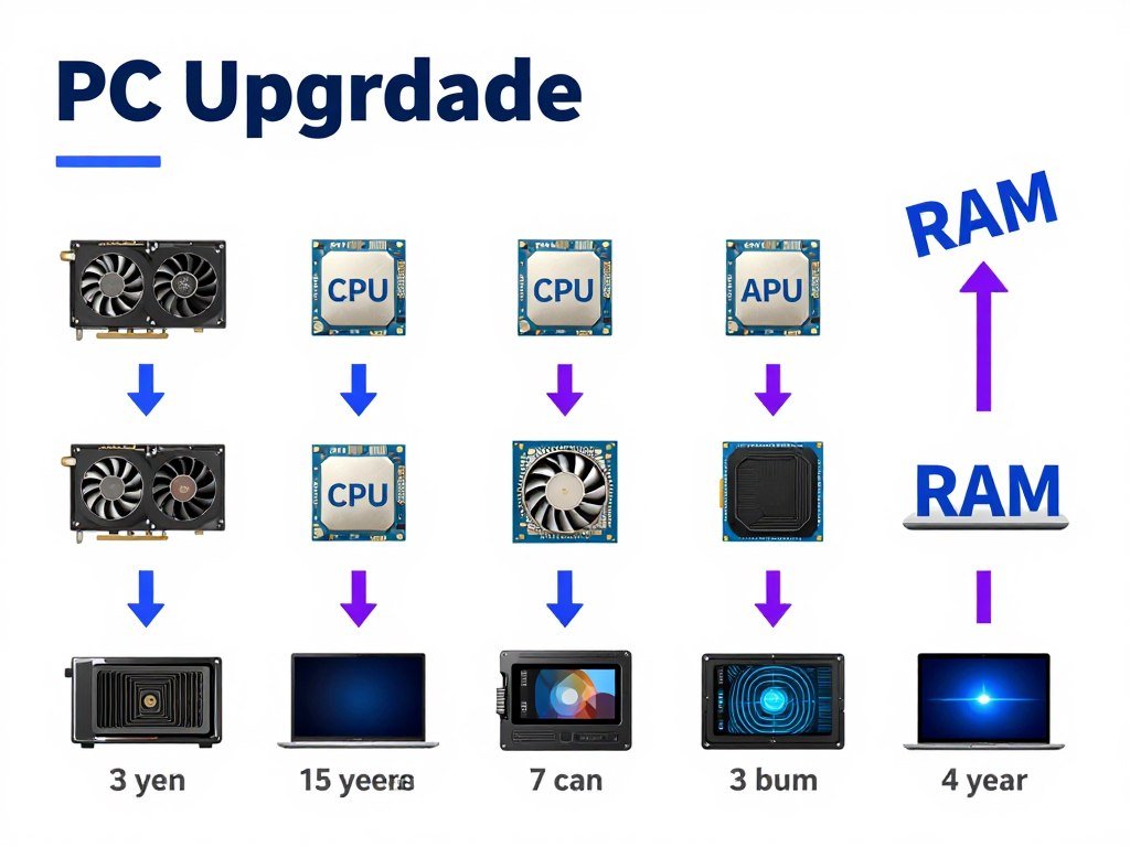 Timeline graphic showing PC component upgrade path