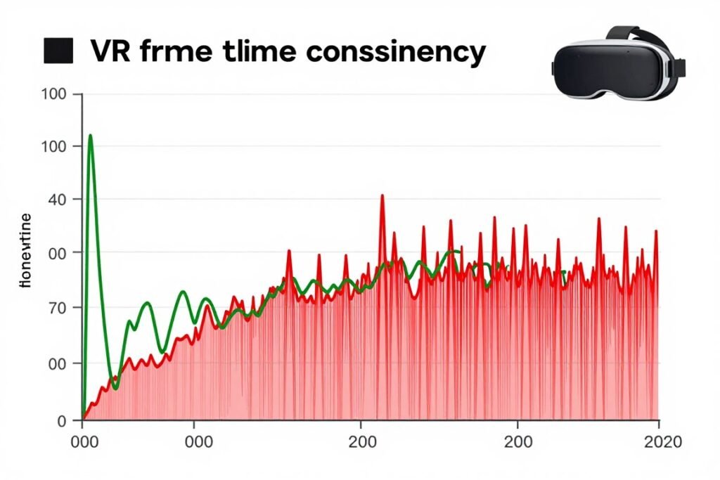 VR performance frame time consistency graph showing stuttering vs smooth rendering