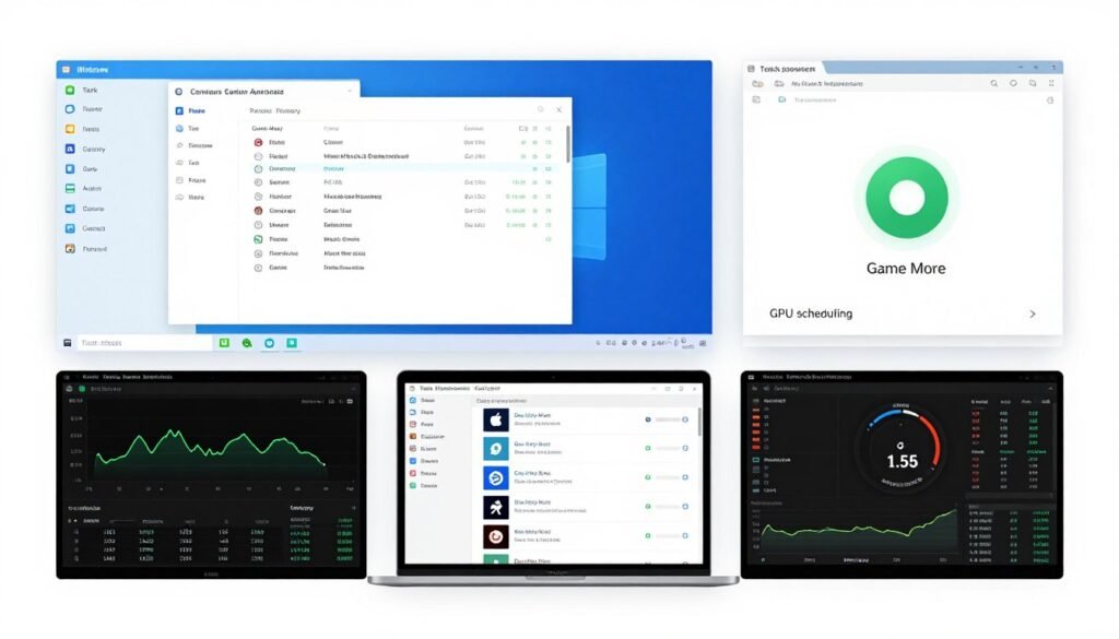 VR performance optimization showing Windows settings and performance tweaks