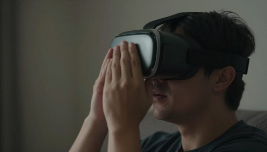 VR user experiencing motion sickness from high latency VR user experiencing motion sickness from high latency