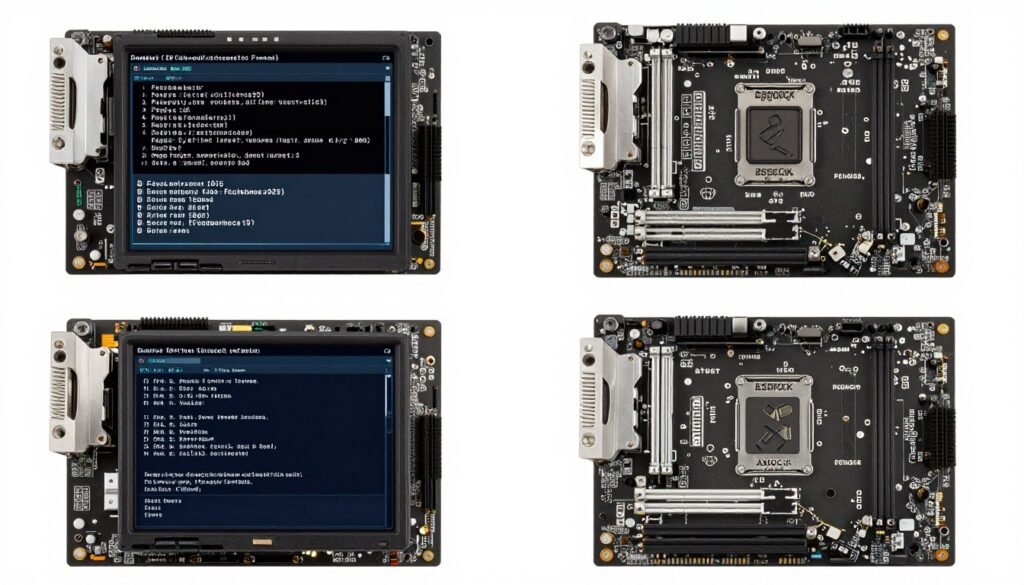 Various motherboard BIOS interfaces showing memory configuration screens Various motherboard BIOS interfaces showing memory configuration screens