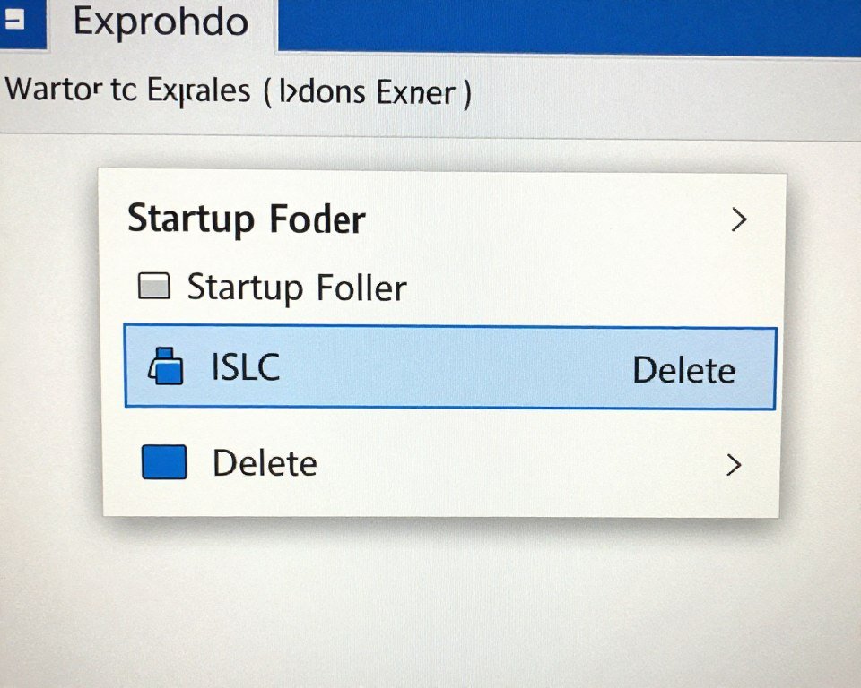 Windows Startup folder showing ISLC shortcut removal process