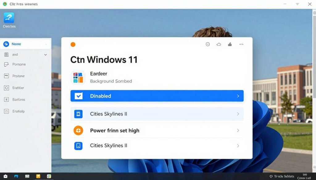 Windows optimization settings for reducing CPU overhead in simulation games