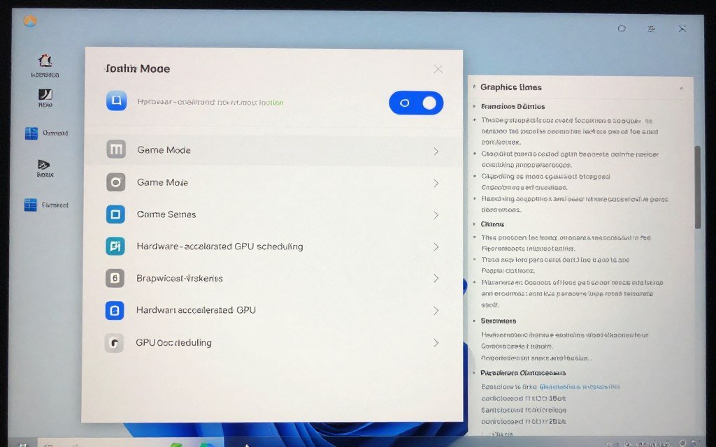 Windows settings panel showing gaming optimization options