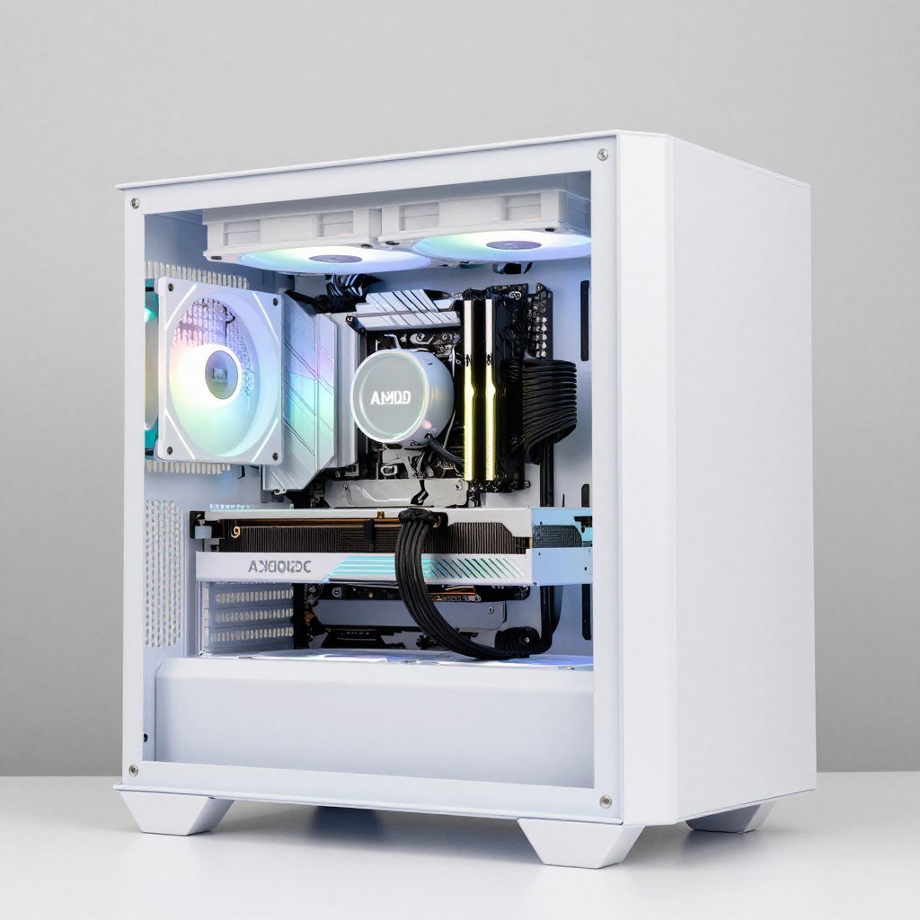 budget gaming PC build with used components in white case