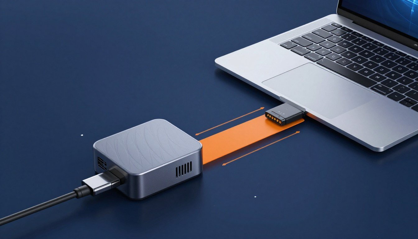 eGPU bottleneck visualization showing data flow between laptop and external GPU