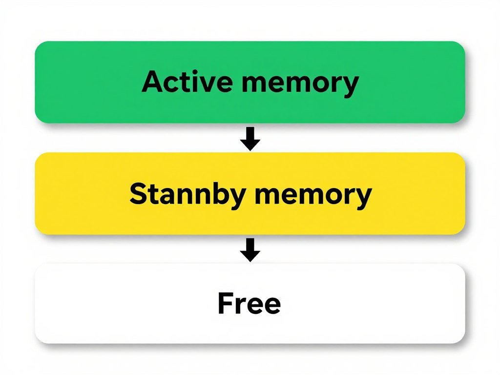 free memory diagram showing active memory, standby memory, and available RAM allocation