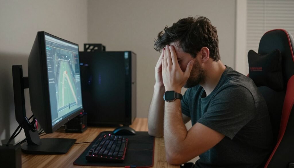 frustrated gamer dealing with monitor buyer's remorse