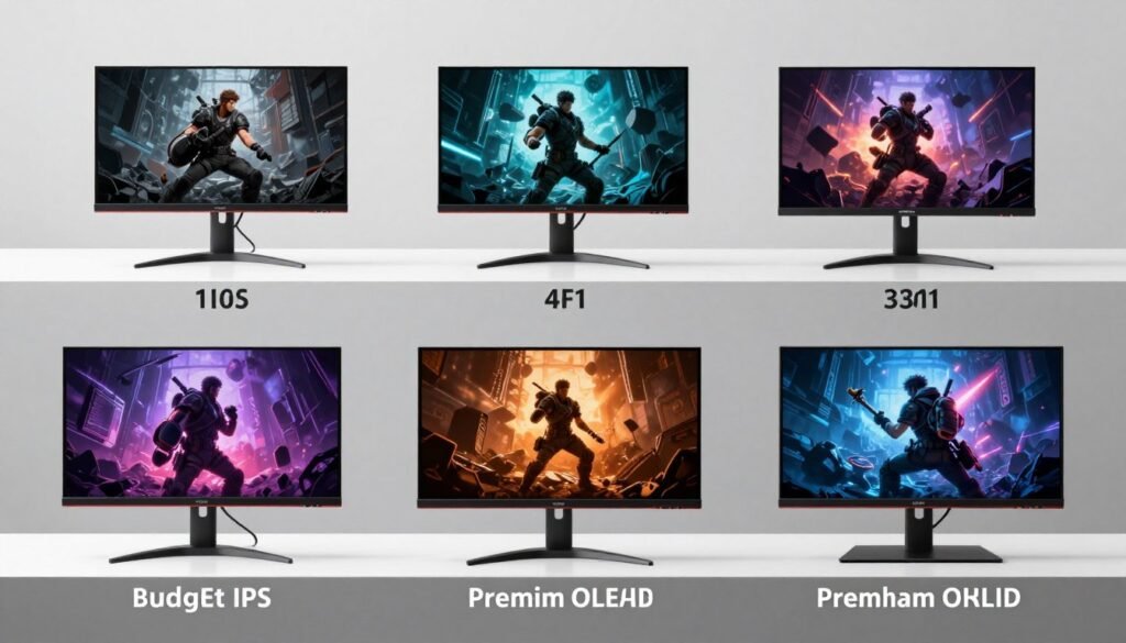 lineup of recommended gaming monitors at different price points
