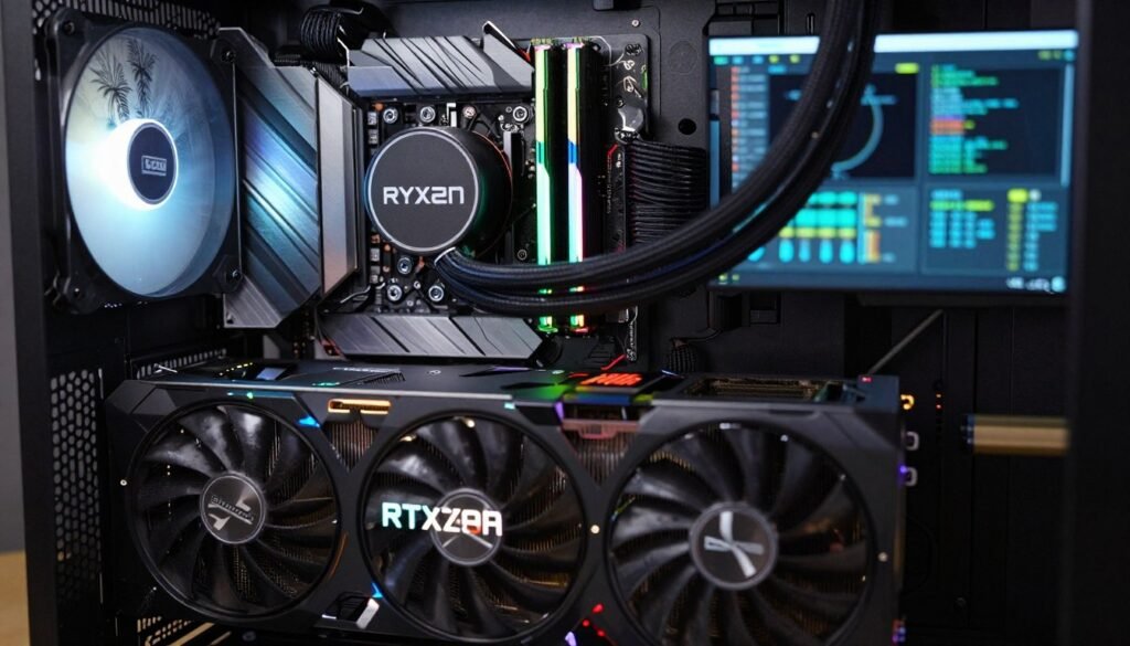 modern gaming PC with RTX 5090 and Ryzen 9000 showing memory performance