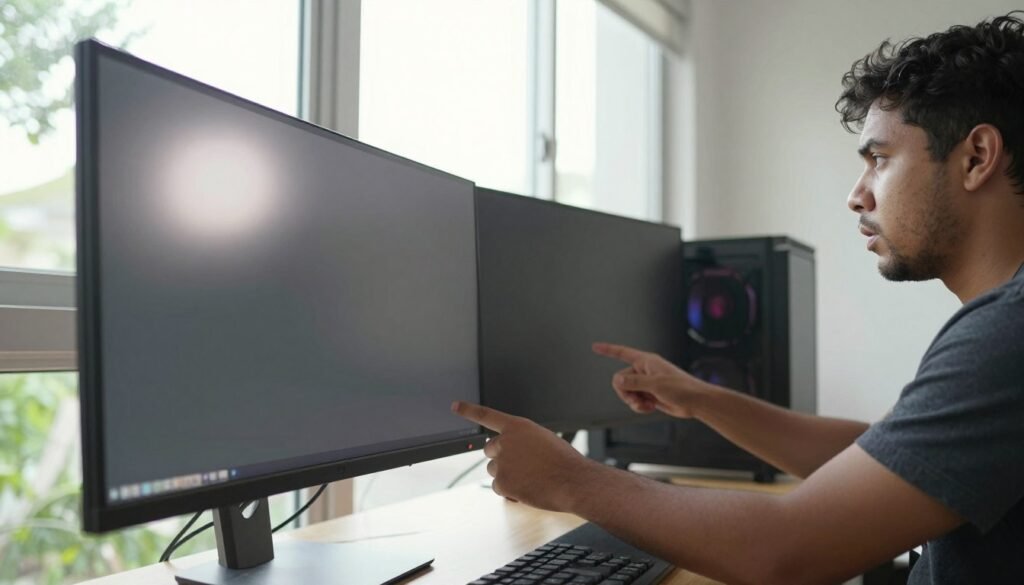 monitor in bright room showing reflection and glare issues