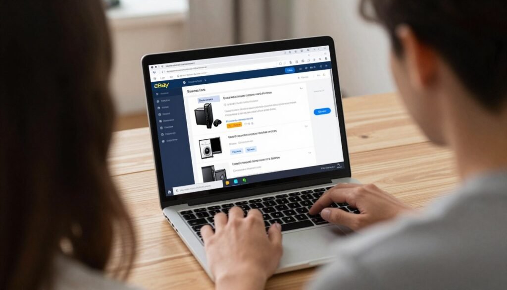 person shopping for computer parts online on laptop screen