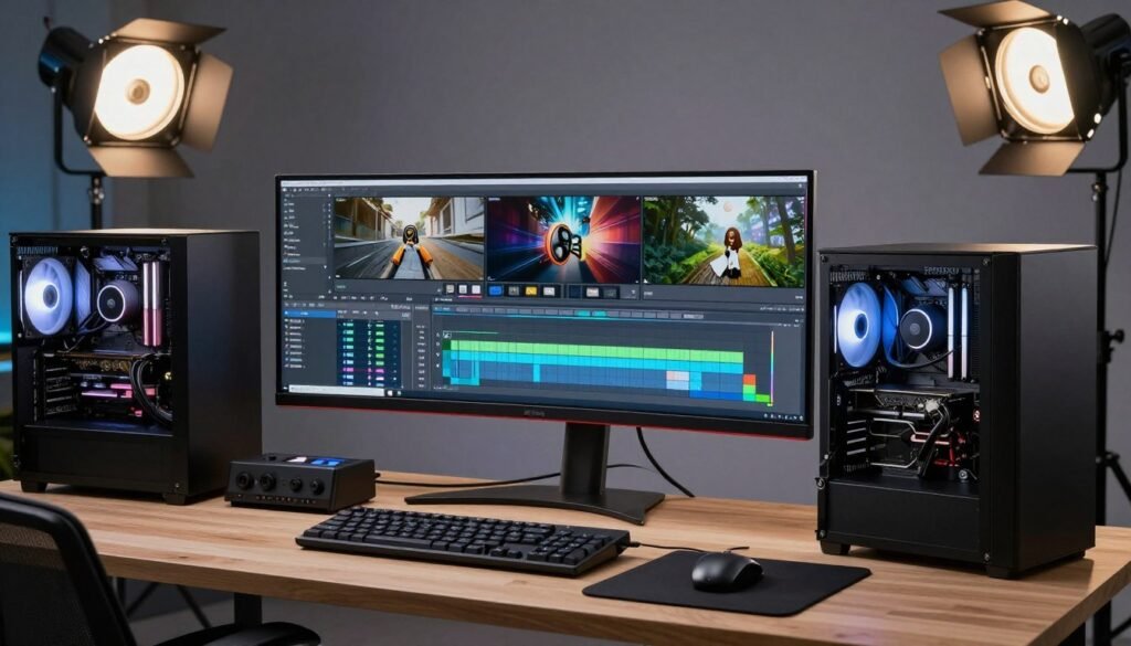 professional content creation workstation with high-end CPU