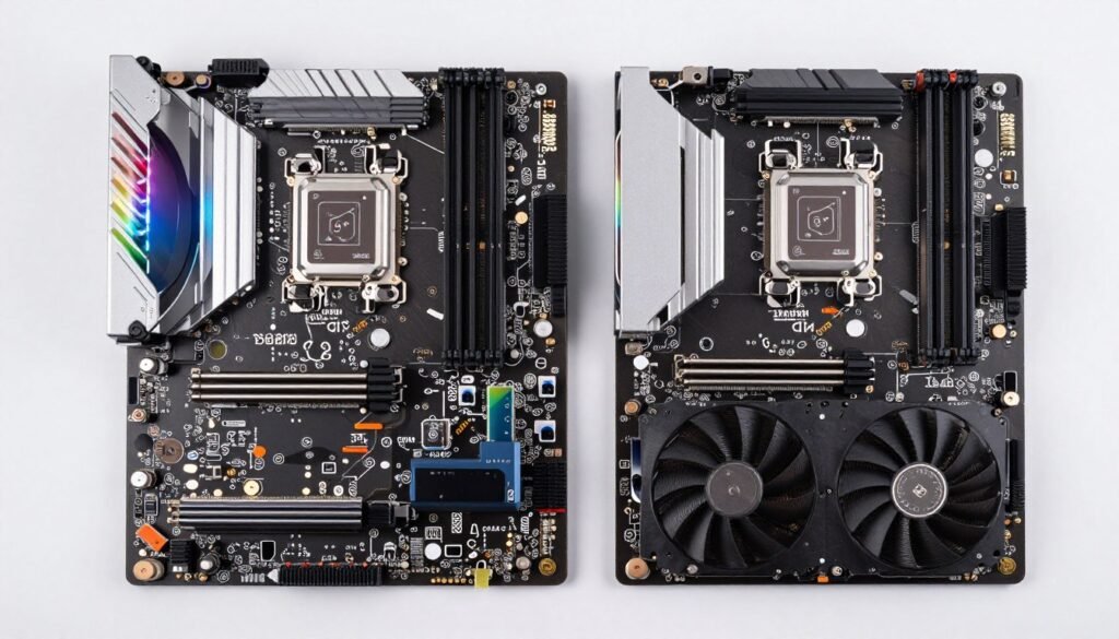 professional workstation motherboard with components installed