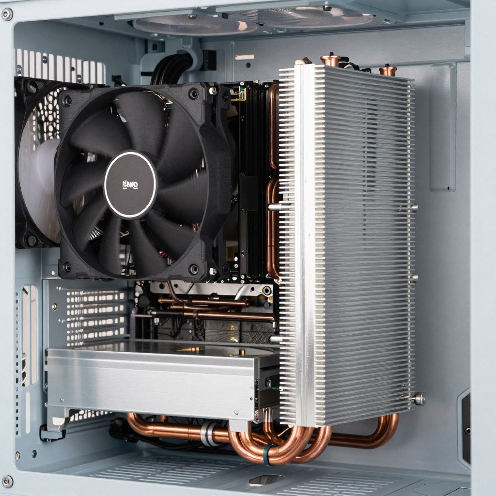 tower CPU cooler with heat pipes installed on processor